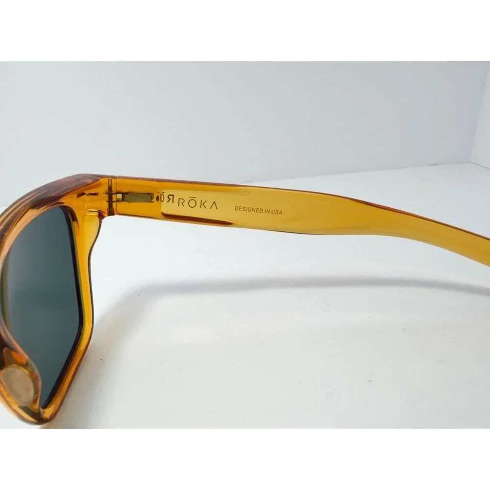 RŌKA Lockhart E7538 0451 Sunglasses Women's Amber Square Polarized Green Lenses